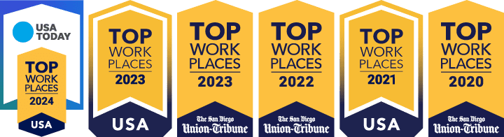 Top Places to Work logos for 2020 through 2024